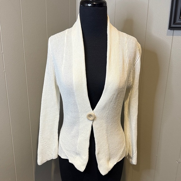 Brunello Cucinelli Women’s Medium White Knit Cardigan with Button - Picture 1 of 10